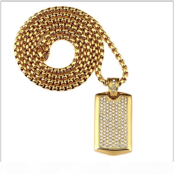 a titanium steel hipsters punk hip hop jewelry 24k gold plated rhinestone dog tag pendant long chain necklace for mens women, Silver
a titanium steel hipsters punk hip hop jewelry 24k gold plated rhinestone dog tag pendant long chain necklace for mens women, Silver