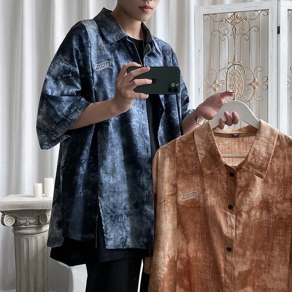 mrdonoo summer men's short-sleeved shirt printed tie-dyed lapel shirt loose large size casual cotton street wear, White;black
mrdonoo summer men's short-sleeved shirt printed tie-dyed lapel shirt loose large size casual cotton street wear, White;black