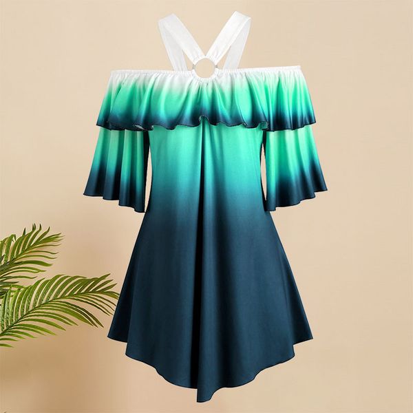 2020 summer off shoulder halter gradient blouse shirts backless solid color ladies elegant short sleeve shirt blusas, White
2020 summer off shoulder halter gradient blouse shirts backless solid color ladies elegant short sleeve shirt blusas, White