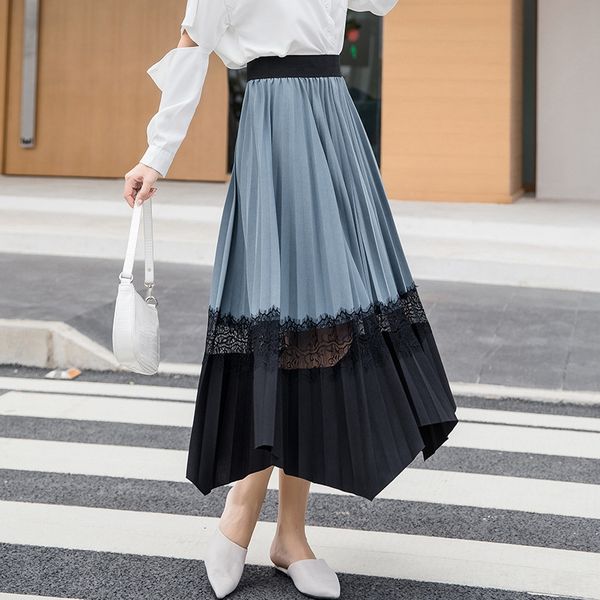 half-length elastic waist lace lace stitching contrast color irregular pleated plus size long skirt large skirt autumn new, Black
half-length elastic waist lace lace stitching contrast color irregular pleated plus size long skirt large skirt autumn new, Black