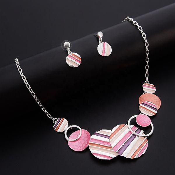 jewelry set coloured enamel circular stripes dubai jewelry sets silver chain necklace set alloy metal statement earring for women
jewelry set coloured enamel circular stripes dubai jewelry sets silver chain necklace set alloy metal statement earring for women