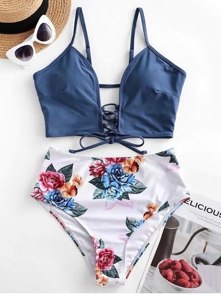 high waist bikini 2020 women lace up push up floral print two piece swimsuit beach bathing suit swimwear biquini xxl, White;black
high waist bikini 2020 women lace up push up floral print two piece swimsuit beach bathing suit swimwear biquini xxl, White;black