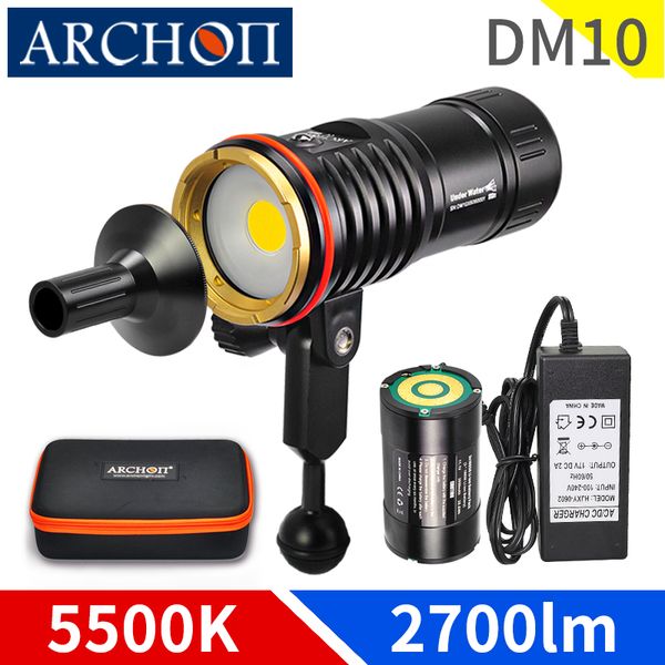 Dm10 5500k 2700lumen Diving Praphy Light Hd Video Diving Fill Lamp Underwater 100m Dive Spot Light Lighting Torch