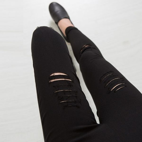 good quality autumn new outer wear high waist hole korean style leggings underpants leggings slim stretch ankle-length pants, Black;white
good quality autumn new outer wear high waist hole korean style leggings underpants leggings slim stretch ankle-length pants, Black;white