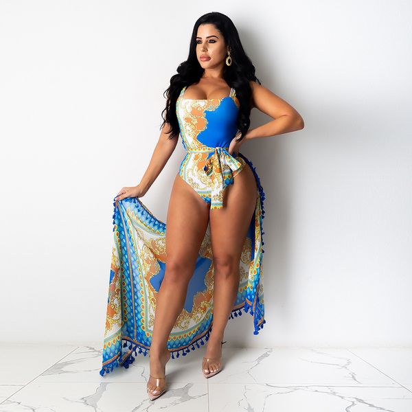 2020 fashion new summer women's swimwear beauty printing swimsuits and draped wear sets lady beach vacation wear, White;black