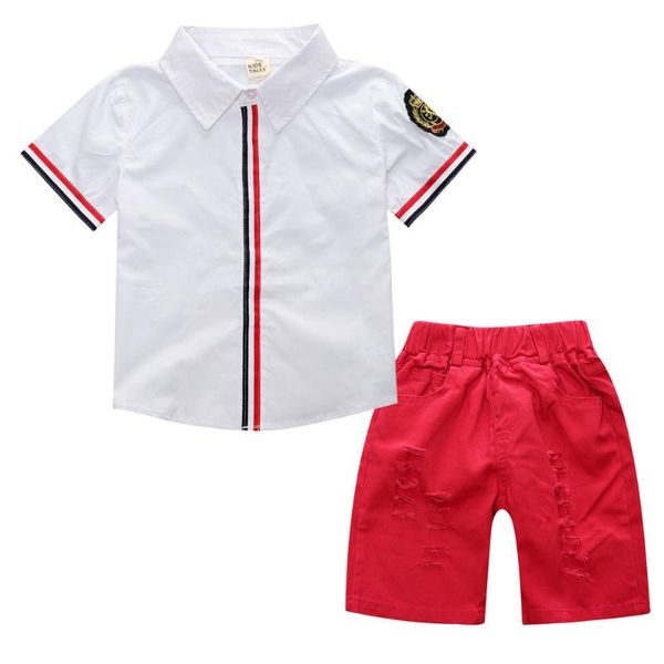 fashion children suit summer boy set white shirt + red shorts sets for kids
fashion children suit summer boy set white shirt + red shorts sets for kids