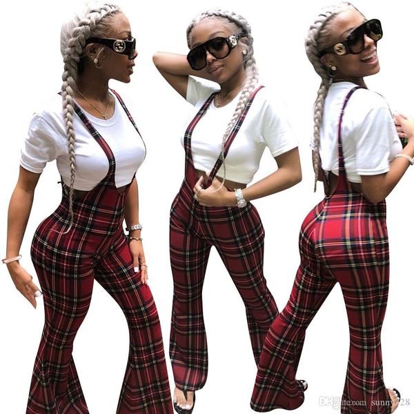 fashion red plaid printed women wide leg long pants overall 2019 straps neck sleeveless casual club jumpsuits outfits real imag, Black;white 
fashion red plaid printed women wide leg long pants overall 2019 straps neck sleeveless casual club jumpsuits outfits real imag, Black;white