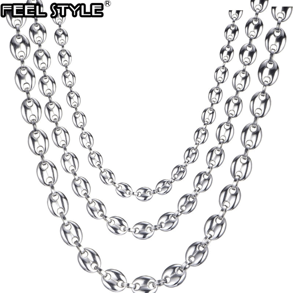 width 7mm 9mm 11mm gold stainless steel gold coffee beans link chain necklace chain for men hip hop jewelry, Silver
width 7mm 9mm 11mm gold stainless steel gold coffee beans link chain necklace chain for men hip hop jewelry, Silver