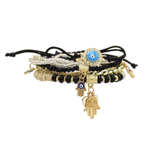 new style fashion bohemian multilayer element beaded bracelet set jewelry gift, Black
new style fashion bohemian multilayer element beaded bracelet set jewelry gift, Black