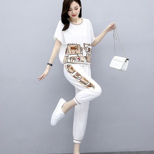 bjocu sports casual suit women's 2020 summer ankle-length pants new trousers and trousers fashion loose korean style short sleeve two-p, Gray
bjocu sports casual suit women's 2020 summer ankle-length pants new trousers and trousers fashion loose korean style short sleeve two-p, Gray