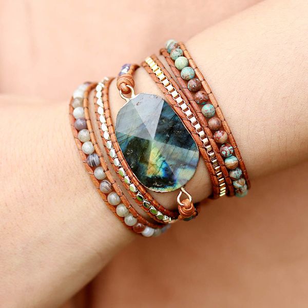 premium women wrap bracelet labradorite natural stones 5 times leather strap bracelets multilayers beadwork bracelet dropship cx200730, Black
premium women wrap bracelet labradorite natural stones 5 times leather strap bracelets multilayers beadwork bracelet dropship cx200730, Black