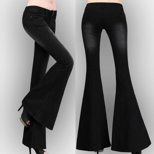 autumn winter woman's black stretch elastic denim trousers , casual fall spring elastic flare jeans pants for woman, Blue 
autumn winter woman's black stretch elastic denim trousers , casual fall spring elastic flare jeans pants for woman, Blue