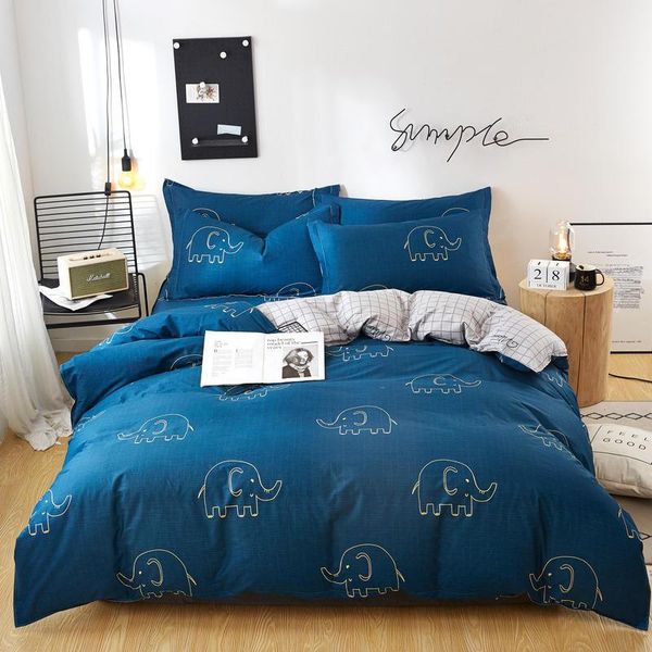 j blue grid cartoon pattern pure cotton bedding set full  king bed linen duvet cover pillowcase flat sheet for kids 
j blue grid cartoon pattern pure cotton bedding set full  king bed linen duvet cover pillowcase flat sheet for kids