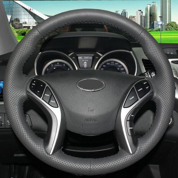black leather hand -stitched car steering wheel cover for hyundai elantra avante
black leather hand -stitched car steering wheel cover for hyundai elantra avante