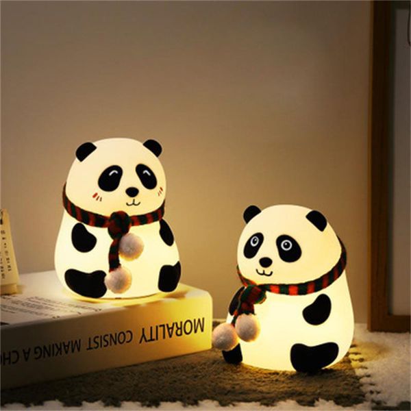 2020 New Panda Silicone Night Light Children Girls Bedroom Bedside Night Lamp Baby Creative Gift Pat Light