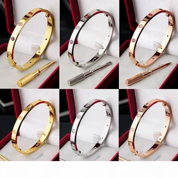 new style silver rose 18k gold plated stainless steel carter love screw bangle bracelet with screwdriver full color gem screw never lose, White
new style silver rose 18k gold plated stainless steel carter love screw bangle bracelet with screwdriver full color gem screw never lose, White