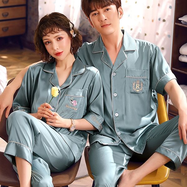 couple's autumn women's ice simulation pajamas silk thin capri pants sleeved pajamas men's imitation silk thin home clothes, Blue;red
couple's autumn women's ice simulation pajamas silk thin capri pants sleeved pajamas men's imitation silk thin home clothes, Blue;red