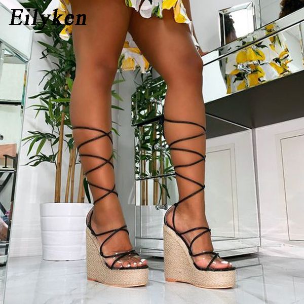 eilyken 2020 new champagne gold women sandals black lace-up peep toe summer wedges high heels large size 35-42 elegant sandals y200620
eilyken 2020 new champagne gold women sandals black lace-up peep toe summer wedges high heels large size 35-42 elegant sandals y200620