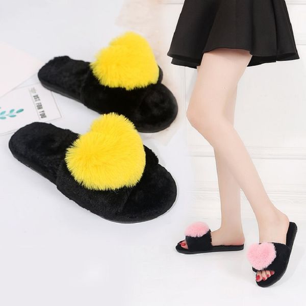 fashion women furry mao ball slippers flat shoes hair fluffy sandals women's winter indoor&outdoor non-slip home shoes, Black 
fashion women furry mao ball slippers flat shoes hair fluffy sandals women's winter indoor&outdoor non-slip home shoes, Black