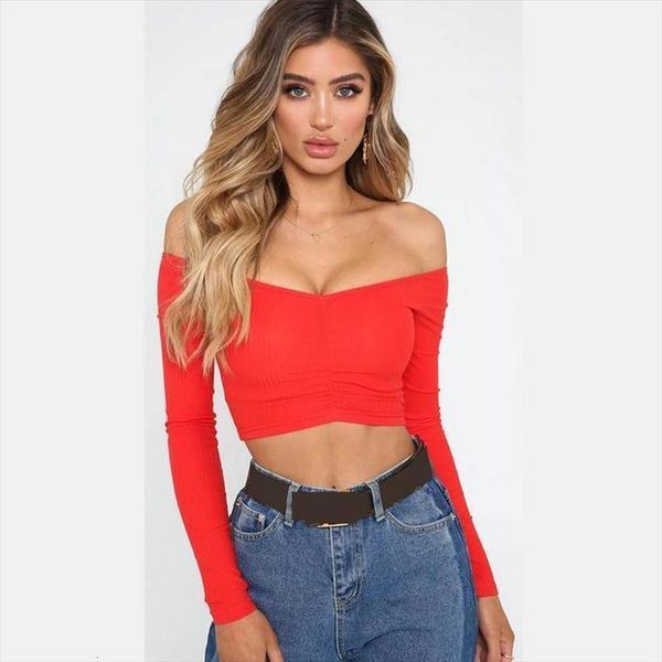 2020 new women wear new off shoulder long sleeves slim fashion female bodycon short pullover tees sale, White
2020 new women wear new off shoulder long sleeves slim fashion female bodycon short pullover tees sale, White