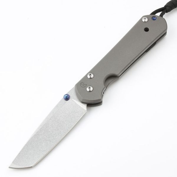 2020 CR Knives Large Sebenza 21 Pocket Folding Knife D2 Tanto Point Stone Wash Blade CNC TC4 Titanium Alloy Handle With Leather Sheath