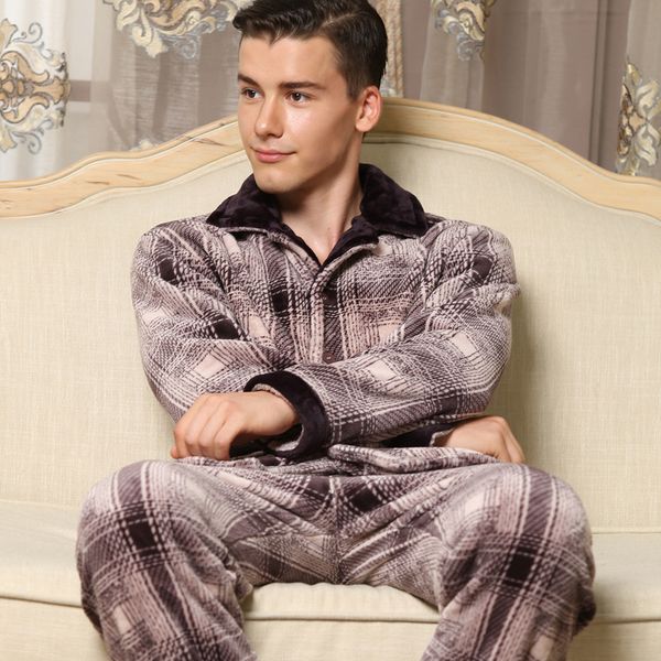 men's sleepwear 2021 winter thick coral fleece men pajamas sets of sleep & bottoms male flannel warm thermal home clothing, Black;brown
men's sleepwear 2021 winter thick coral fleece men pajamas sets of sleep & bottoms male flannel warm thermal home clothing, Black;brown