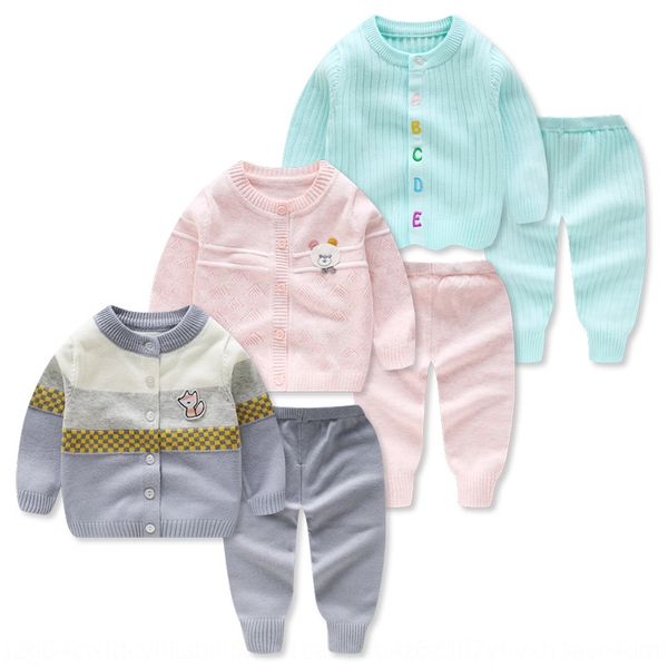 baby sweater suit baby children's sweater 0-1 year old autumn clothing gauze thin infant children's clothing, Blue