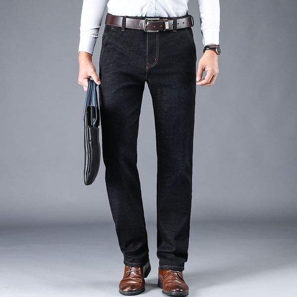 2020 new straight jeans business casual men's jeans, Blue