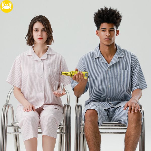 couple's summer thin cotton nightwear short sleeve men's stripe sleepwear suit lovers homecloth nighty women loose pajamas set, Black;brown
couple's summer thin cotton nightwear short sleeve men's stripe sleepwear suit lovers homecloth nighty women loose pajamas set, Black;brown
