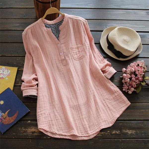 women's blouses & shirts 2021 zanzea autumn summer women solid v neck long sleeve cotton linen loose feminina buttons blusas plus size, White
women's blouses & shirts 2021 zanzea autumn summer women solid v neck long sleeve cotton linen loose feminina buttons blusas plus size, White