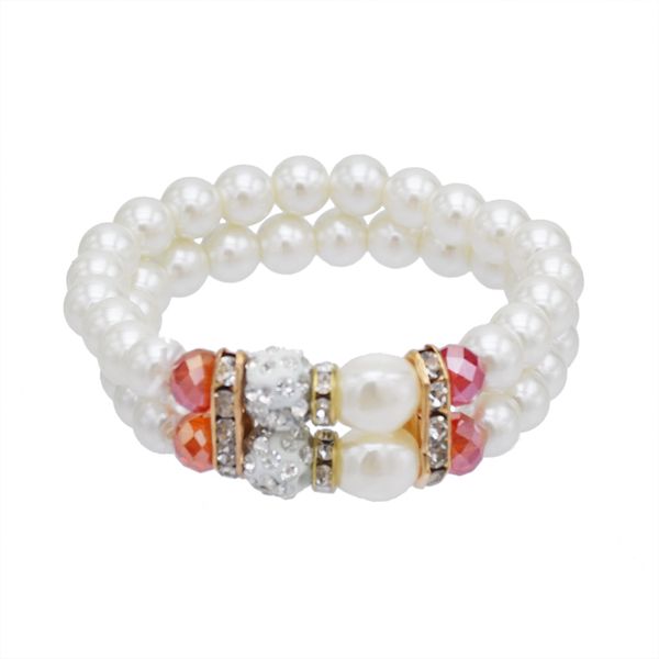 elegant double layer with white imitation pearl and crystal lady diamond beaded bracelet jewelry love gift, Black
elegant double layer with white imitation pearl and crystal lady diamond beaded bracelet jewelry love gift, Black