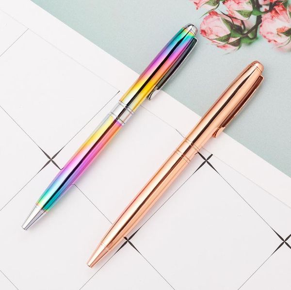 New Rainbow Rose Gold Metal Ballpoint Pen Student Teacher Writing Gift Advertising Signature Business Pen Stationery Office Supplies Sn1275