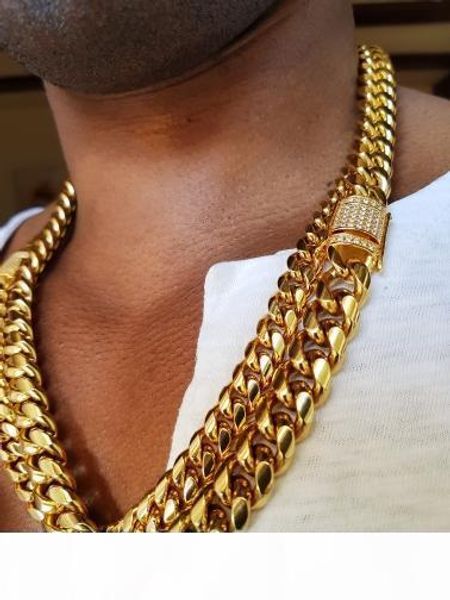 hip hop 10 14mm men cuban miami chain necklace stainless steel rhinestone clasp iced out gold silver casting chain necklaces
hip hop 10 14mm men cuban miami chain necklace stainless steel rhinestone clasp iced out gold silver casting chain necklaces