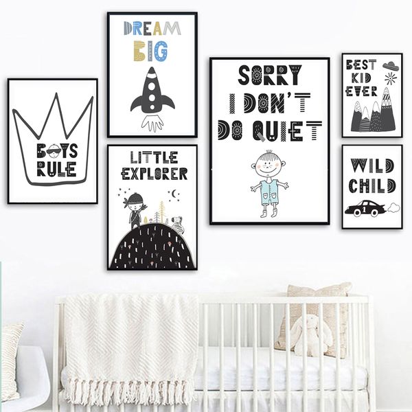 cartoon adventure nursery wall art print poster boys rule dream big baby kid room decorative canvas painting black white decor
cartoon adventure nursery wall art print poster boys rule dream big baby kid room decorative canvas painting black white decor