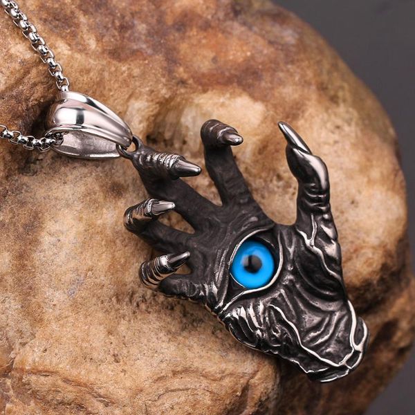 punk hell evil devil's claw dead eyes pendant necklace terror halloween ghost necklace for men collar charm chain jewelry gift, Silver 
punk hell evil devil's claw dead eyes pendant necklace terror halloween ghost necklace for men collar charm chain jewelry gift, Silver