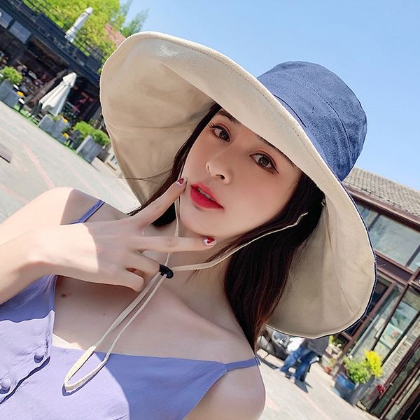 double-sided fisherman female summer 15cm super large fisherman sunscreen brim sunscreen hat uv-proof hat female, Blue;gray
double-sided fisherman female summer 15cm super large fisherman sunscreen brim sunscreen hat uv-proof hat female, Blue;gray
