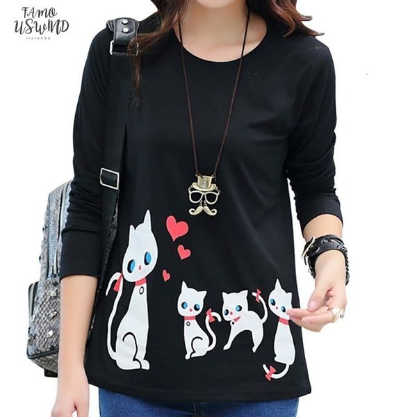 2020 autumn new casual women t shirt round neck cat print pullover long sleeve basic bottoming shirt, White
2020 autumn new casual women t shirt round neck cat print pullover long sleeve basic bottoming shirt, White