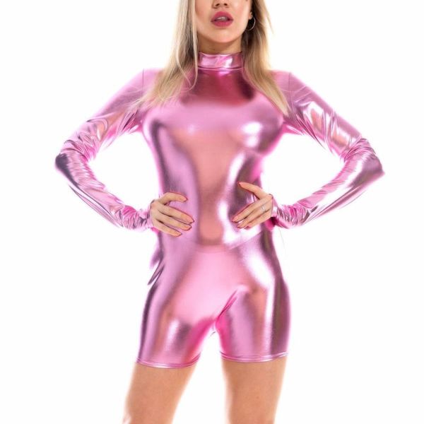 shiny holographic women playsuits back zipper turtleneck long sleeve wet look metallic bodysuits skinny party club playsuits, Black;white
shiny holographic women playsuits back zipper turtleneck long sleeve wet look metallic bodysuits skinny party club playsuits, Black;white