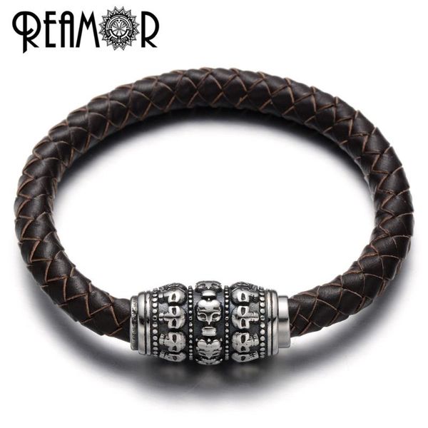 reamor 5 types 17-21cm punk 316l stainless steel magnetic clasp genuine leather charm bracelets&bangle men jewelry, Red;blue
reamor 5 types 17-21cm punk 316l stainless steel magnetic clasp genuine leather charm bracelets&bangle men jewelry, Red;blue