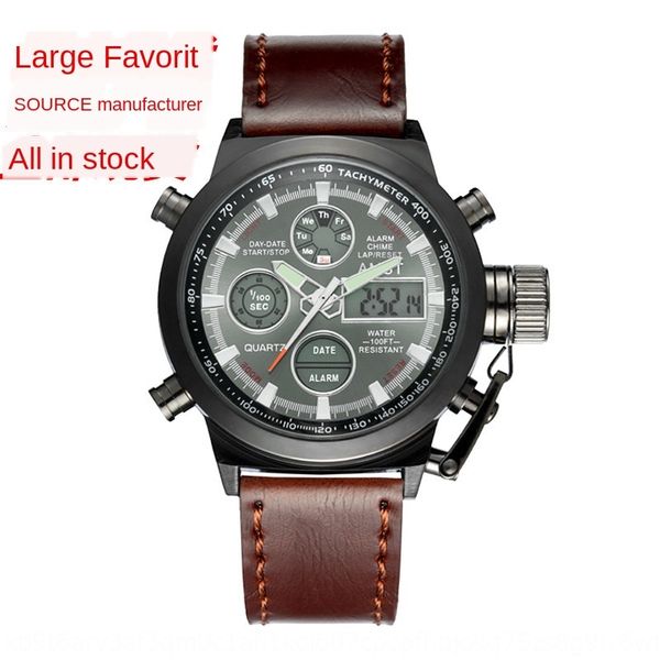 amst men's luminous quartz belt electronic watch student sports waterproof led luminous quartz watch, Blue