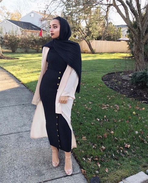 autumn womens designer pencil skirts solid color printed single breated button knitting skirt muslim style fashion female clothing, Black
autumn womens designer pencil skirts solid color printed single breated button knitting skirt muslim style fashion female clothing, Black