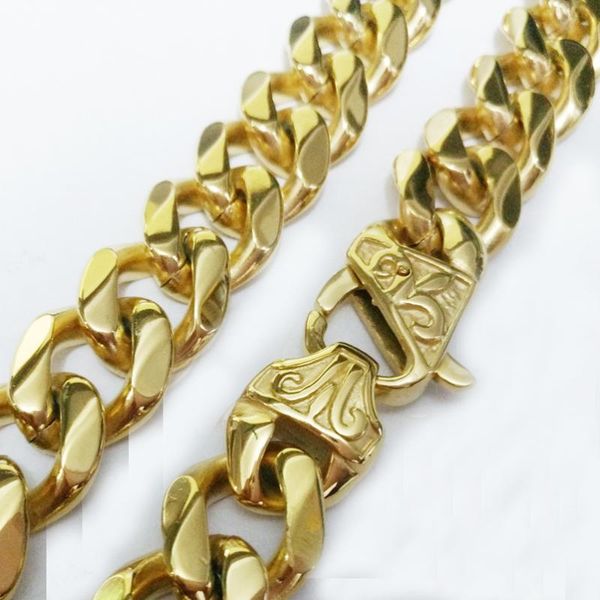 13/15mm charming buckle 316l stainless steel gold color cuban curb chain men women necklace or bracelet bangle 7-40" xmas gift, Silver
13/15mm charming buckle 316l stainless steel gold color cuban curb chain men women necklace or bracelet bangle 7-40" xmas gift, Silver