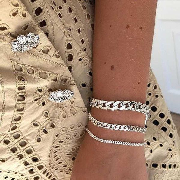 women bracelets set simple oval chain silver color bracelet fashion female birthday party gift jewelry, Black
women bracelets set simple oval chain silver color bracelet fashion female birthday party gift jewelry, Black