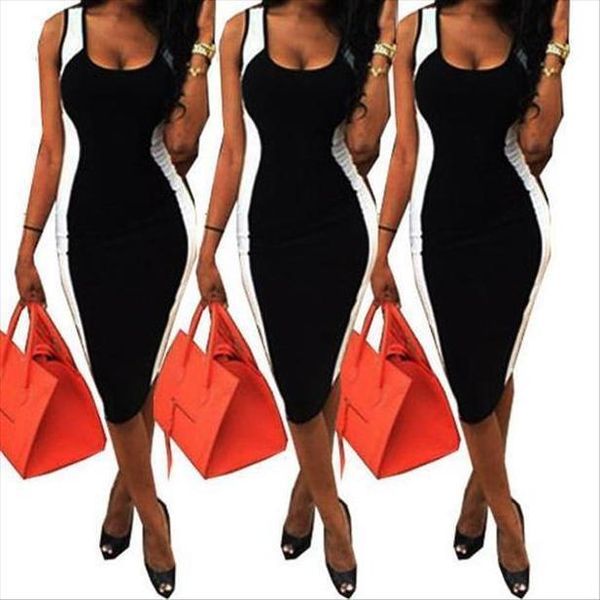 summer women stitching dress bandage bodycon evening party casual tank slim knee length black white patchwork vestido, Black;gray
summer women stitching dress bandage bodycon evening party casual tank slim knee length black white patchwork vestido, Black;gray