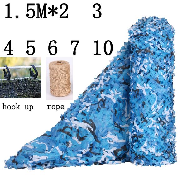 Camo Netting 1.5m*2 3 4 5 6 7 8 9 10m Wide Blue Ocean Camo Net Camouflage Net Bulk Roll Mesh Decoration Sun Shade Party Camping