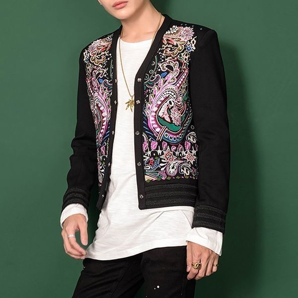 ashion colorful embroidery hombre heren colberts stage party club designer men dj host mens blazer jacket, White;black
ashion colorful embroidery hombre heren colberts stage party club designer men dj host mens blazer jacket, White;black