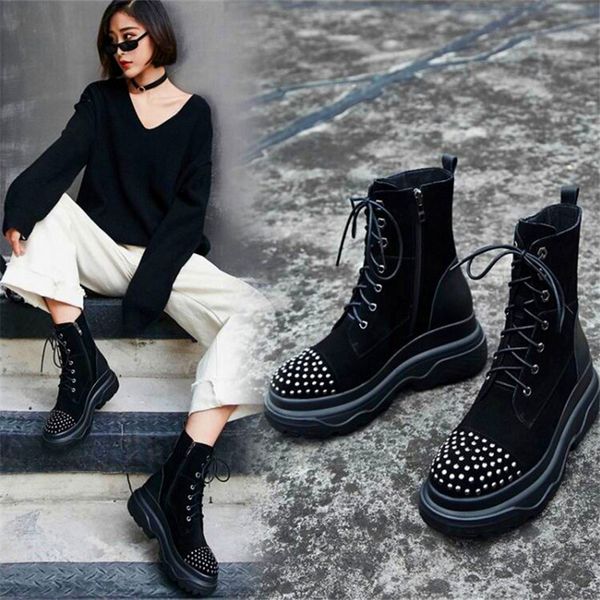 fashion rivet round toe increased thick-soled ladies boots black cross strap boots autumn and winter ladies casual
fashion rivet round toe increased thick-soled ladies boots black cross strap boots autumn and winter ladies casual