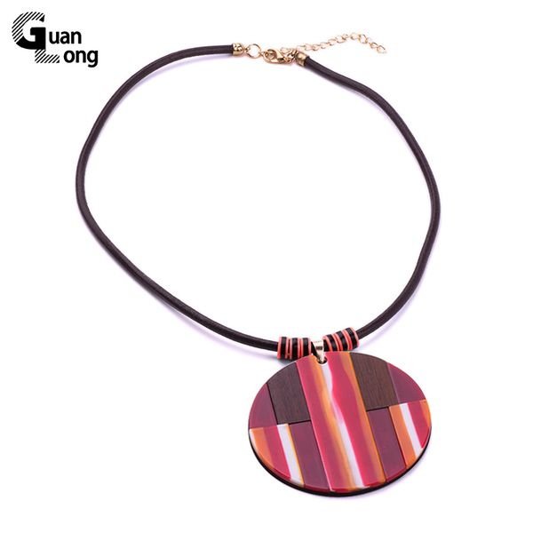 pendant necklaces fashion handmade brown leather chic round resin wooden peace necklace bijoux for girl, Silver
pendant necklaces fashion handmade brown leather chic round resin wooden peace necklace bijoux for girl, Silver