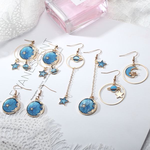 wholesale japanese and korean girl's heart blue/pink star planet earrings small fresh long tassel asymmetric drop earrings ing, Silver
wholesale japanese and korean girl's heart blue/pink star planet earrings small fresh long tassel asymmetric drop earrings ing, Silver