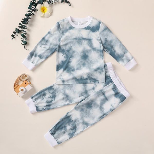 comfortable tie dye pajama sets toddler kids baby girls boys tie-dye print long sleeve t-shirt pants pajamas set outfits, White 
comfortable tie dye pajama sets toddler kids baby girls boys tie-dye print long sleeve t-shirt pants pajamas set outfits, White